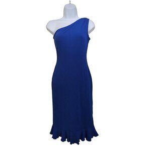 Duiah Women's One Shoulder Royal blue dress with ruffle (NWT) Size XS